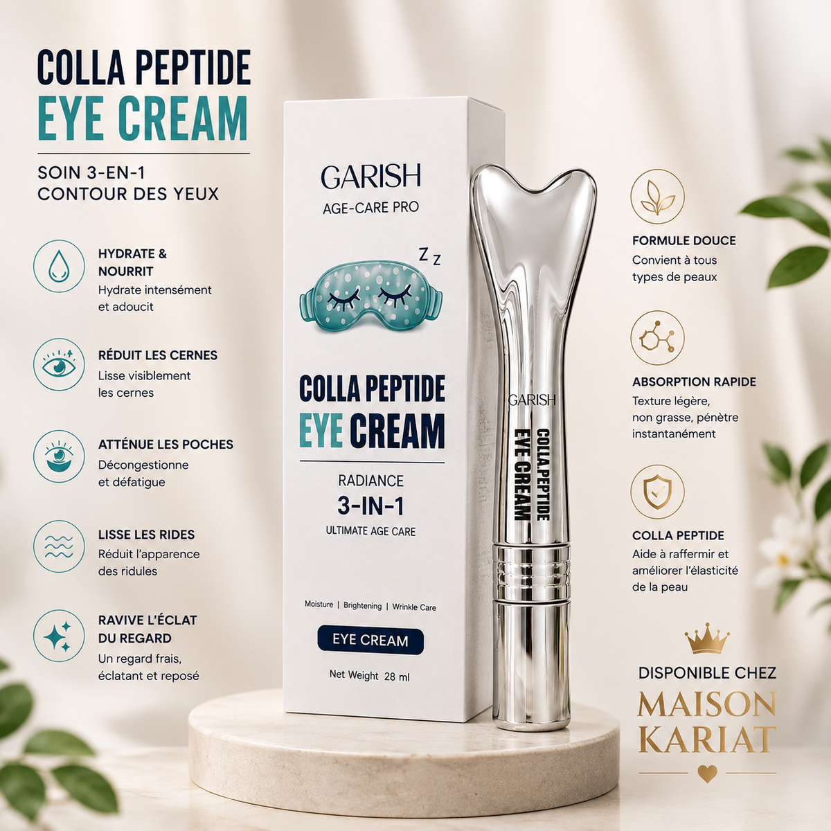 Colla Peptide Eye Cream – Crème Contour des Yeux 3-en-1
