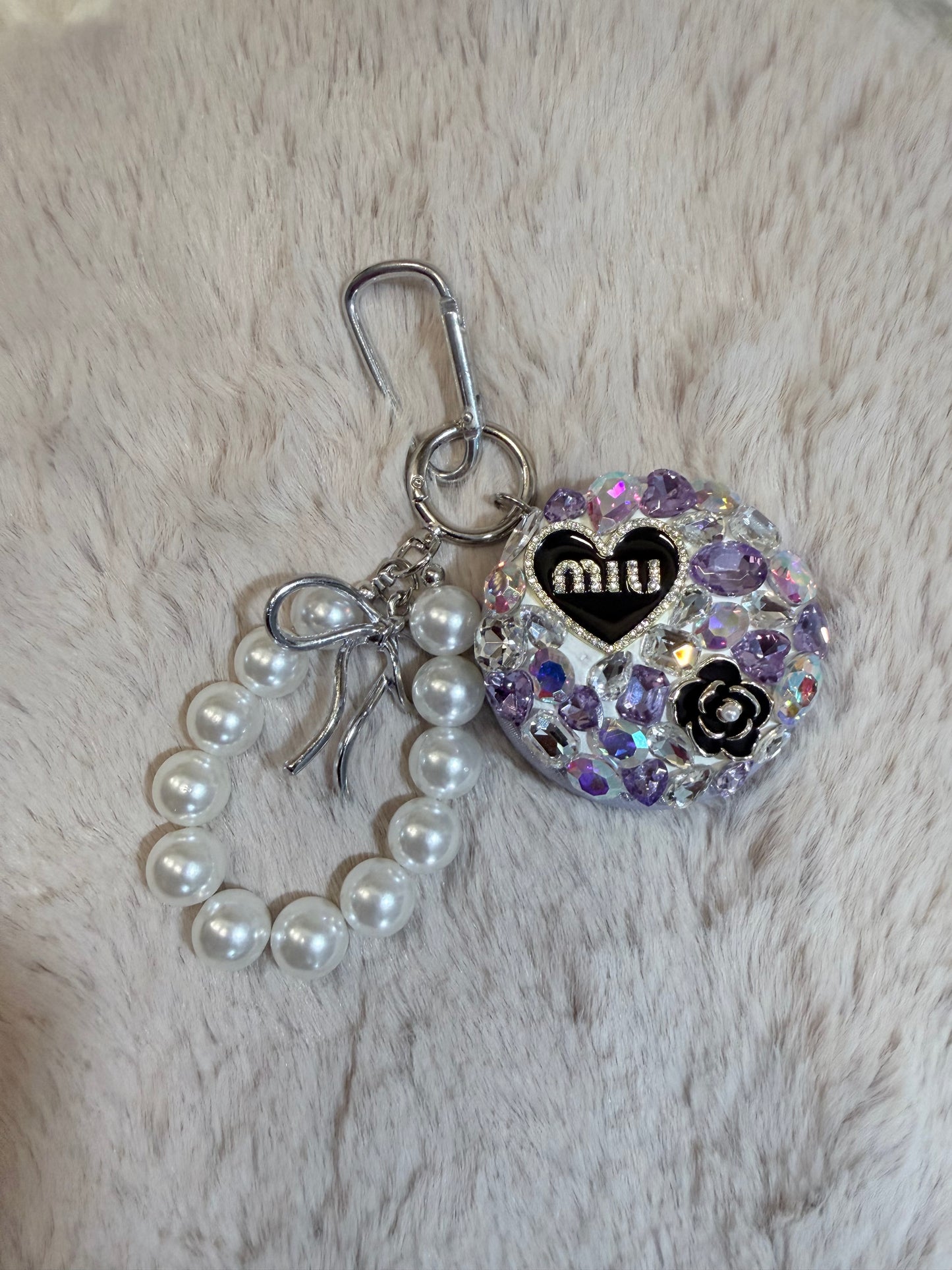 Miroir strass - porte clé