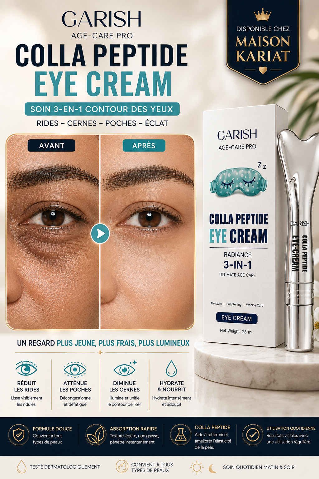 Colla Peptide Eye Cream – Crème Contour des Yeux 3-en-1